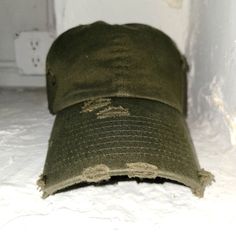 Army Green Dad Hat. Pre Ripped For A Vintage Look. New Without Tags, Never Worn. Mens Green, Dad Hat, Vintage Look, Dad Hats, Army Green, Vintage Looks, Accessories Hats, Mens Accessories, Man Shop