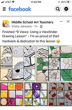 an instagram page with the words middle school art teachers and pictures of children's artwork