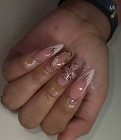 November Almond Nails, Classy Almond Nails, Golden Nails, Nails Stiletto, Fantasy Nails, Girly Acrylic Nails, French Acrylic Nails, Classy Acrylic Nails