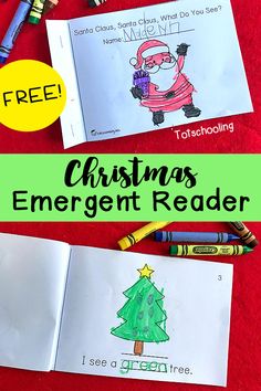 christmas emergent reader with pencils and crayons