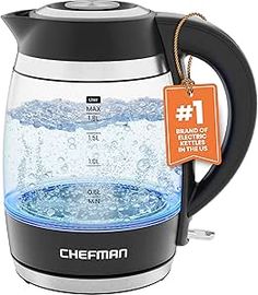 an electric kettle with water in it and a price tag on the side that says 1 max