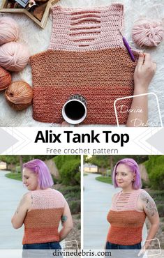 a crochet tank top is shown with the text above it