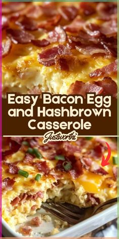 This hearty breakfast casserole combines crispy bacon, fluffy eggs, and golden hashbrowns in one comforting dish that's easy to make and perfect for any occasion. With just a handful of ingredients, this dish is a breakfast favorite that you can prepare ahead of time or whip up for a last-minute brunch. Ginger Wraps, Hashbrown Casserole, Easy Bacon, Fluffy Eggs, Egg Cheese, Hash Brown Casserole, Detox Water Recipes, Egg Diet, Natural Juices