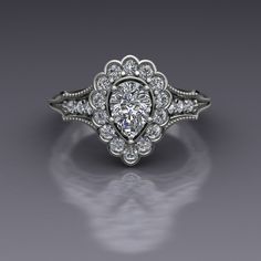 an antique style diamond engagement ring