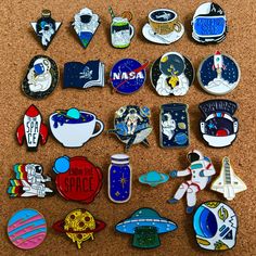 Purchasing This Listing Will Give You 25 Brand New Outer Space Themed Enamel Pins. All Purchases Will Be Shipped Immediately. The Pins Are About 1-1.5" Tall. The Tiny Blue Saturn Pin And Red Rocket Pin Are 0.75" Tall. Backings And Ziplocs Are Included. Thank You And Stay Safe :) Holiday Scarves, Space Astronomy, Astronomy Lover, Leather Laptop Case, Winter Soldier Bucky, Captain America Winter Soldier, Dbz Art, Astronauts In Space, Space And Astronomy