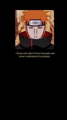 the anime character naruta is shown with an interesting quote on his face and chest