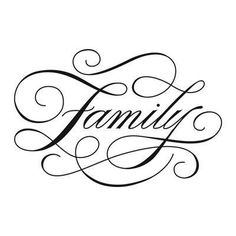 the word family written in cursive calligraphy