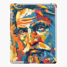 a painting of abraham lincoln on a blue background ipad case / skin - mate cover