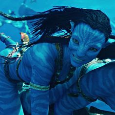 a man dressed as avatar from avatar in the water