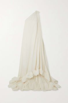 LANVIN One-shoulder ruffled plissé-crepe de chine gown Lovely Wedding Dress, Ceremony Dresses, Silk Gown, Best Wedding Dresses, Crepe Dress, Special Occasion Dresses, Lanvin, Satin Dresses, Ruffle Dress