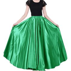 PRICES MAY VARY. Style: 360 Degree, full circle skirt, 14 Yard. Material: 100% polyester, made the high quality satin, Colorful, shiny, thin, soft, comfortable color very gorgeous, have a good big stage effect. Waist: stretchable waist for 25 ~43 inches, US size 2~18. Skirt length: 90 cm/35.5 inches. Due to the ladies' heigh different, the same length skirt has the different effects. Normally, for 5'3" or shorter, it's a floor length skirt. For 5'3"~5'6", it's a ankle length skirt. For 5'6" or t Princess Cosplay, Ankle Length Skirt, Floor Length Skirt, Full Circle Skirts, Skirt Long, Satin Maxi, Full Circle, Princess Party, Circle Skirt