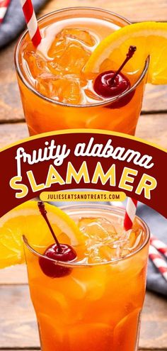 Alabama Slammer, Summer cocktail, alcoholic drinks Alabama Slammer Recipe, Orange Alcoholic Drinks, Southern Comfort Drinks, Easy Fruity Cocktails, Gin Mixed Drinks, Amaretto Drinks Recipes, Comfort Drinks, Amaretto Drinks, Alabama Slammer