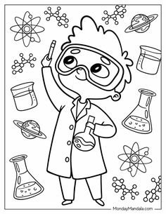 ​﻿﻿﻿20 Science Coloring Pages (Free PDF Printables) Mad Scientist Coloring Pages, Steam Coloring Pages, Science Coloring Sheets, Stem Coloring Pages Free Printable, Career Coloring Pages, Mad Scientist Preschool Activities, Science Colouring Pages, Stem Coloring Pages, Science Coloring Pages Free Printable