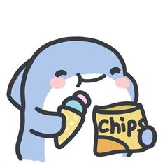 a cartoon character eating an ice cream cone with the caption chip's written on it