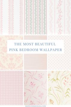 the most beautiful pink bedroom wallpapers in this postcard style photo collage