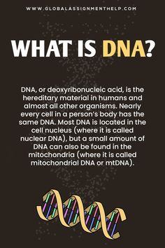 a black background with the words what is dna? and an image of a strand of