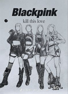 blackpink kill this love album cover with three girls wearing boots and holding their arms around each other