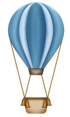 a blue hot air balloon with two strings attached to it's front and side