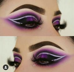 Purple Goth Makeup, Eyeliner Inspiration, Purple Goth, Makeup Crafts, Crease Makeup, Eyeliner Designs, Doll Eye Makeup, Cut Crease Makeup, Eyeliner Styles