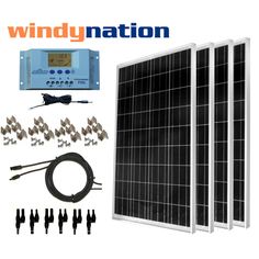 the kit includes three solar panels, two cables and several other electrical components to be used for