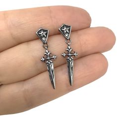 Dagger Earrings Dagger Studs Cross Earrings Stainless Steel - Etsy Mens Earrings, Claw Earrings, Dagger Earrings, Earrings Gothic, Black Stud Earrings, Biker Jewelry, Jewelry Mens, Gothic Earrings, Dragon Jewelry