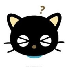 a black cat with a question mark above its head