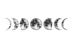 four phases of the moon in black and white