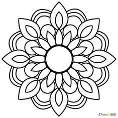 a black and white drawing of a flower