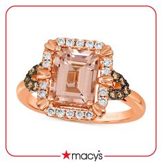 in stock Peach Morganite, Chocolate Diamonds, Le Vian, Gold Sign, Morganite Ring, Morganite, Custom Rings, Gold Ring, Gold Rings