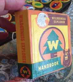 a hand holding a wooden block with an eagle on it and the words wildness explorer