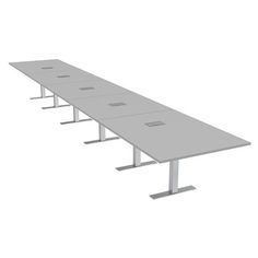 a long table with four rectangular tables on each side