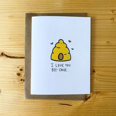 a card with an image of a poop on it that says i love you bee - came