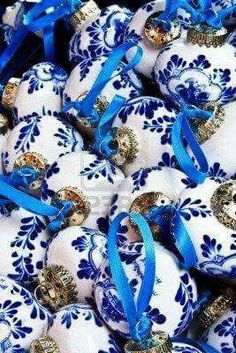 some blue and white marbles with silver foil on them are being displayed in an instagram