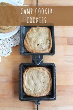 two square pans with cookies in them on a wooden table