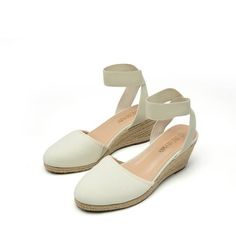 Dream Pairs Female Comfort Elastic Ankle Strap Shoes Espadrilles Wedge Sandals Amanda-1 Beige/White Size 7. The fashionable and elegant style keeps every step stable and all-day comfortable. Multiple colors to choose from. and it's easy to meet your different clothing style. Age Group: adult. White Round Toe Wedge Sandals For Spring, White Closed Toe Wedge Sandals For Spring, Cream Flat Heels For Summer, Summer Cream Flat Heels, Beige Round Toe Wedge Sandals For Spring, Cream Platform Wedge Sandals Slip-on, Cream Round Toe Wedge Sandals For Summer, White Ankle Strap Wedge Sandals With Cushioned Footbed, White Ankle Strap Wedge Sandals For Summer