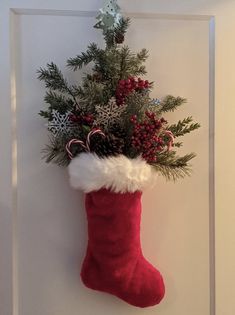 a christmas stocking hanging on the wall