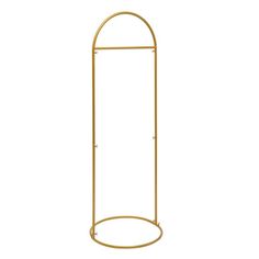 a gold metal stand with a round base on the top and an oval shelf below it