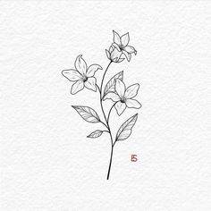 a drawing of some flowers with the letter e in it's middle and bottom corner