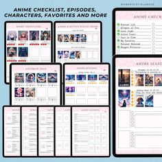 an anime checklist with pictures and text