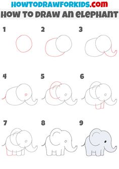 how to draw an elephant step by step instructions for children and adults in easy steps