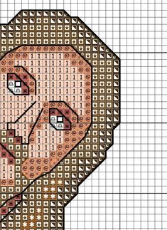 an image of a man's face made out of different colored squares and dots