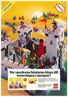 an advertisement for the lego castle with knights and knights on it's side, in spanish