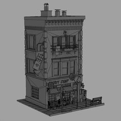 Blender Stylized, Blender Ideas, Gaming Ideas, Hard Surface Modeling, Surface Modeling, 3d City, 3d Environment, Group Project, Music Shop