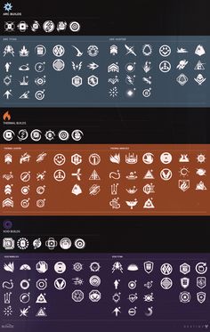 the different types of symbols are shown in this graphic style, including arrows and circles