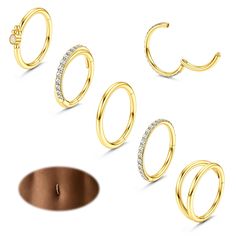 PRICES MAY VARY. 【Hoop Belly Button Rings Set】-You Will Get 5 PCS Different Styles Belly Hoop Rings In One Order ,1 PCS Clear CZ Paved Hoop Belly Piercing,1 PCS Plain Smooth Navel Ring, 1 PCS Opal Clicker Belly Button Rings,1 PCS Double Hoop Belly Rings And 1 PCS Crossed Belly Rings. Minimalist And Unique Styles Can Meet Your Different Outfit Matching Needs. 【14G Belly Button Rings Hoop】-Gauge:14G(1.6mm), Standard Size for Belly Piercing Jewelry. Inner Diameter:10/12mm. These Belly Hoop Ring Can Belly Rings Minimalist, Adjustable Gold Hoop Septum Ring, Adjustable Gold Hoop Piercings, Belly Button Hoop, Gold Belly Button Rings, Rings Minimalist, Belly Button Piercing Jewelry, Belly Piercing Jewelry, Gold Belly Ring