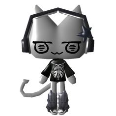 an image of a cat with headphones and skeleton bones on it's chest