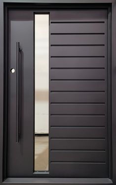 an open door with black slats on it