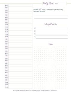 the daily planner is shown in purple