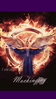 a woman with wings in front of a fire and flames background that says i am the mocking