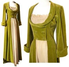 Green Regency Dress, Fantasy Court, Hostess Gown, Vintage 40s Dress, Gown Green, Fashion 1940s, 40s Dress, Vintage 40s, 40s Fashion